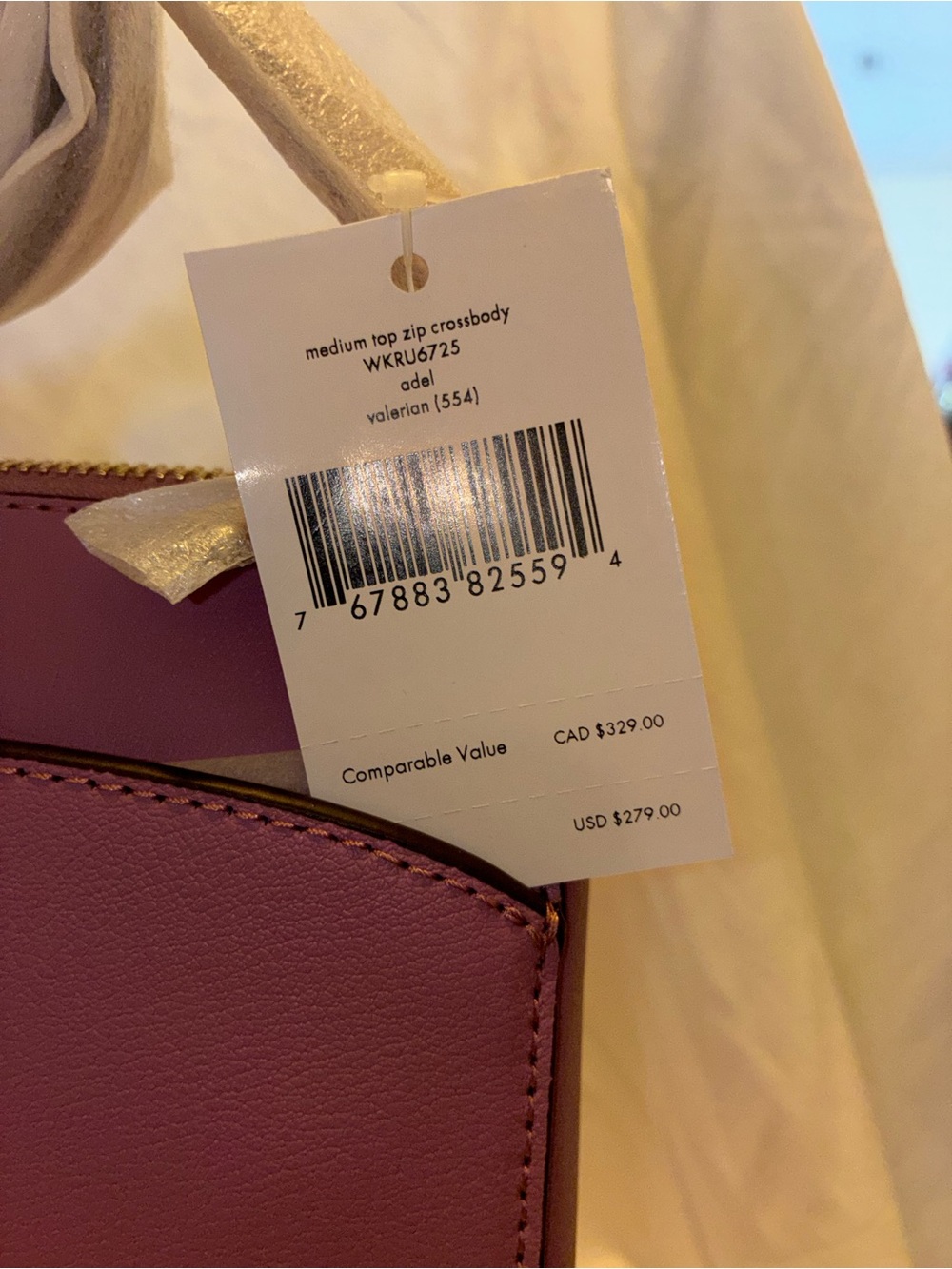 NWT Kate Spade Adel Medium Top Zip Crossbody Bag Purple Valerian Leather - Picture 4 of 6